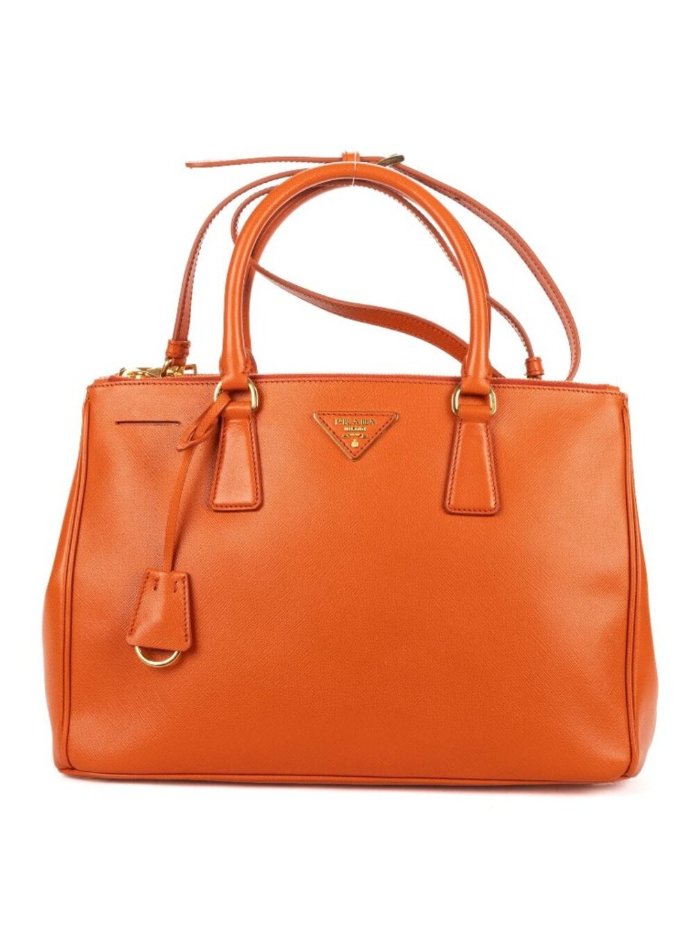 Prada Medium Garda Tote Orange Saffiano Luxe Leather